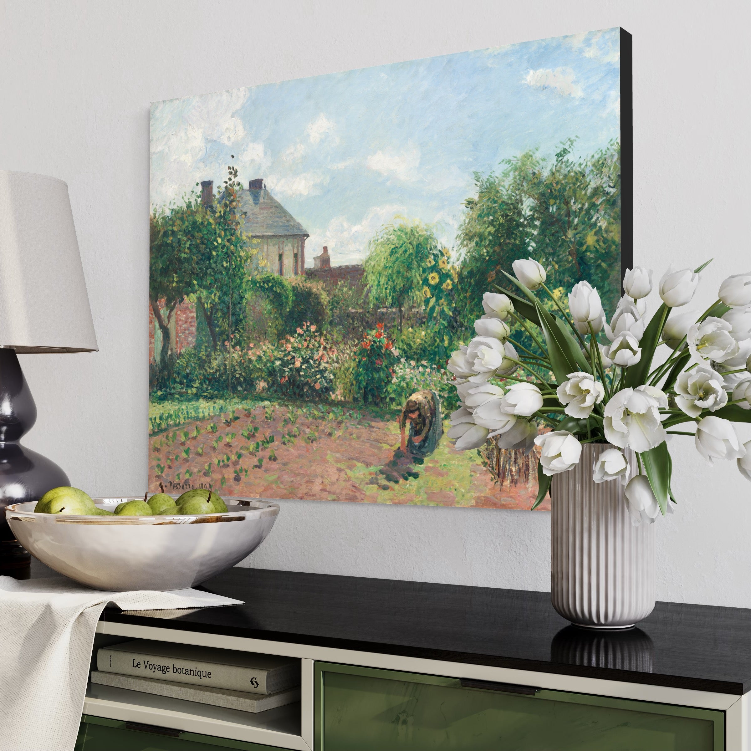 The Artist's Garden at Eragny Camille Pissarro 100% Hand Painted Art. Blue Surf Art