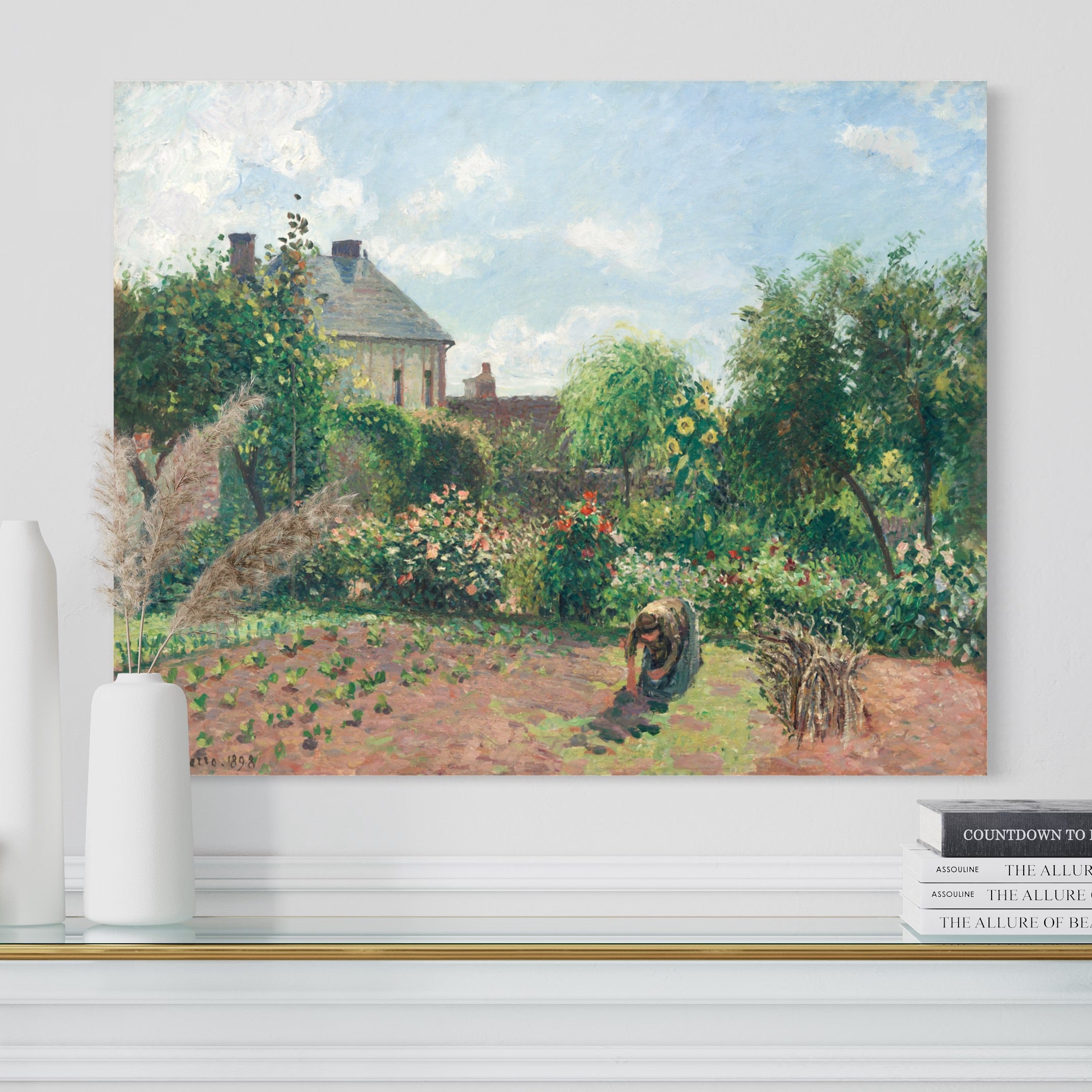 The Artist's Garden at Eragny Camille Pissarro 100% Hand Painted Art. Blue Surf Art