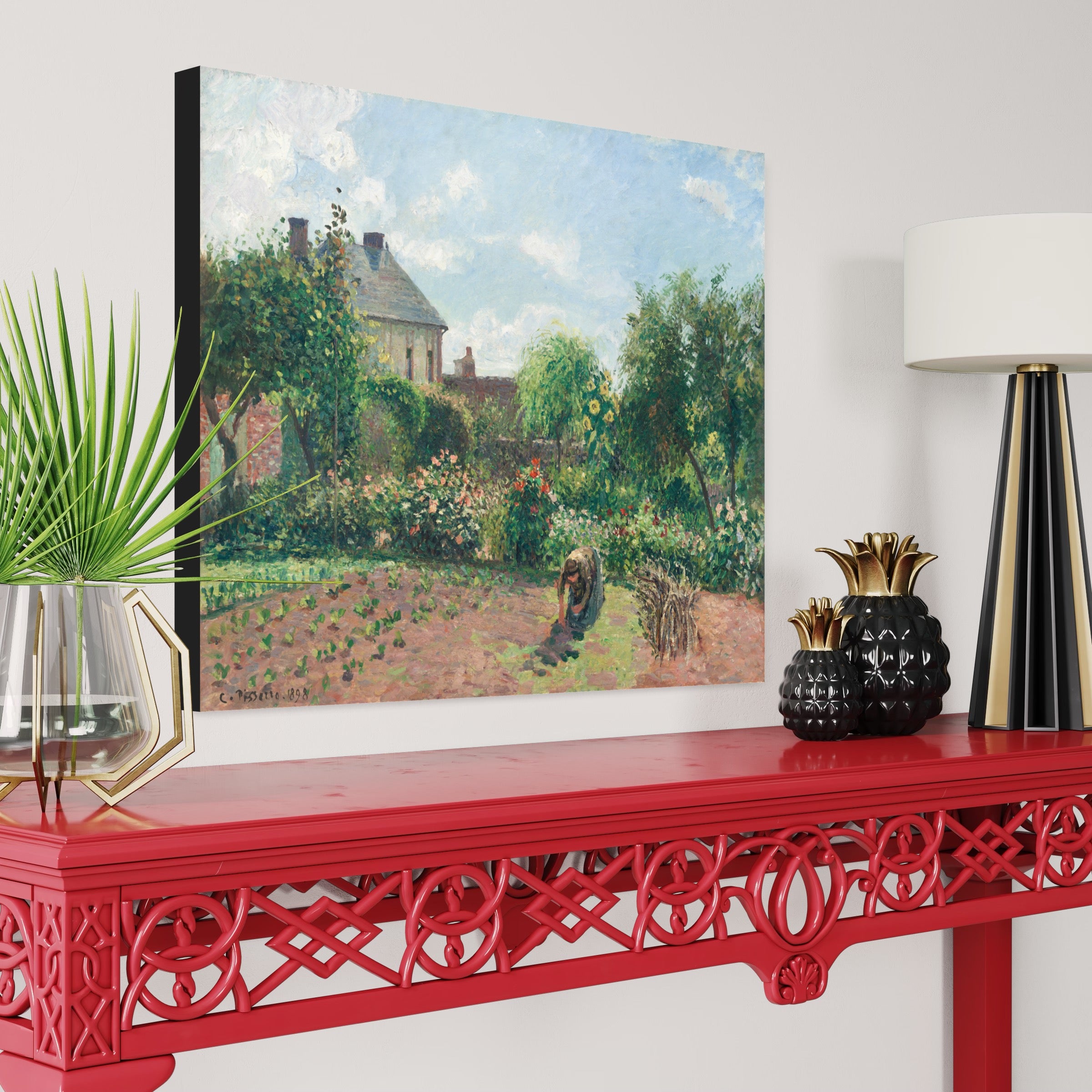 The Artist's Garden at Eragny Camille Pissarro 100% Hand Painted Art. Blue Surf Art