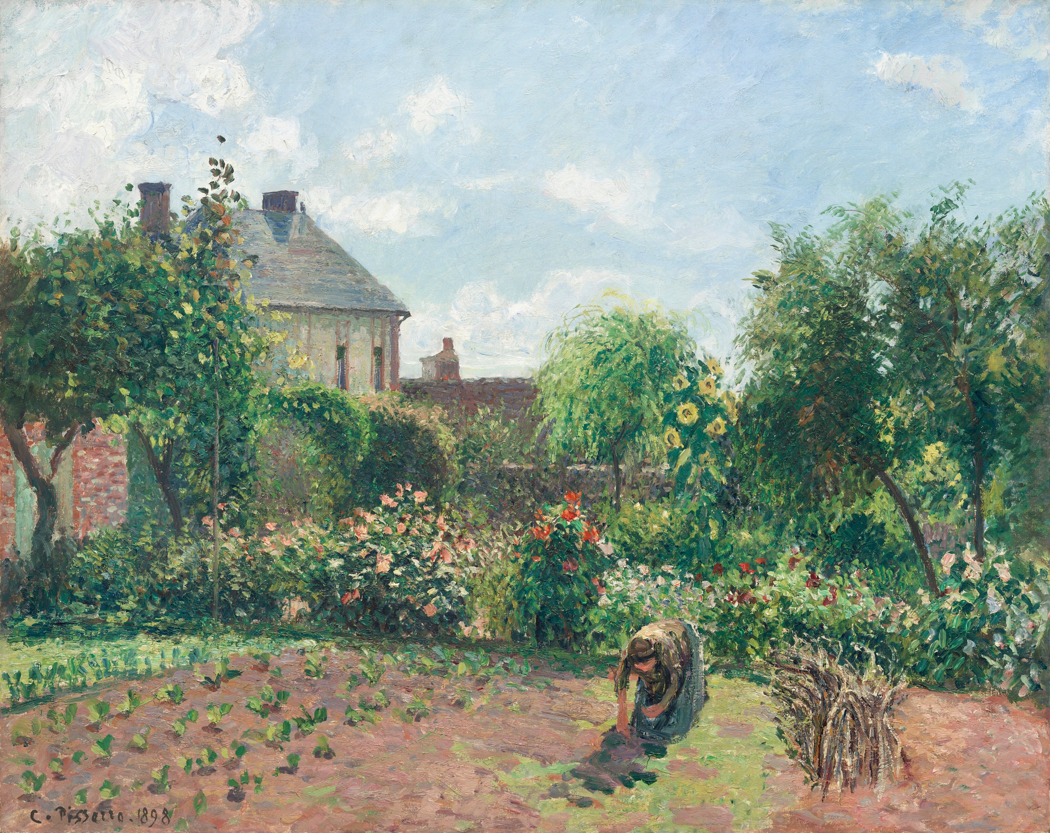 The Artist's Garden at Eragny Camille Pissarro 100% Hand Painted Art. Blue Surf Art