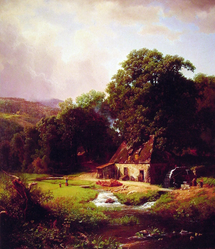 The Old Mill Painting by Albert Bierstadt Landscape Wall Art