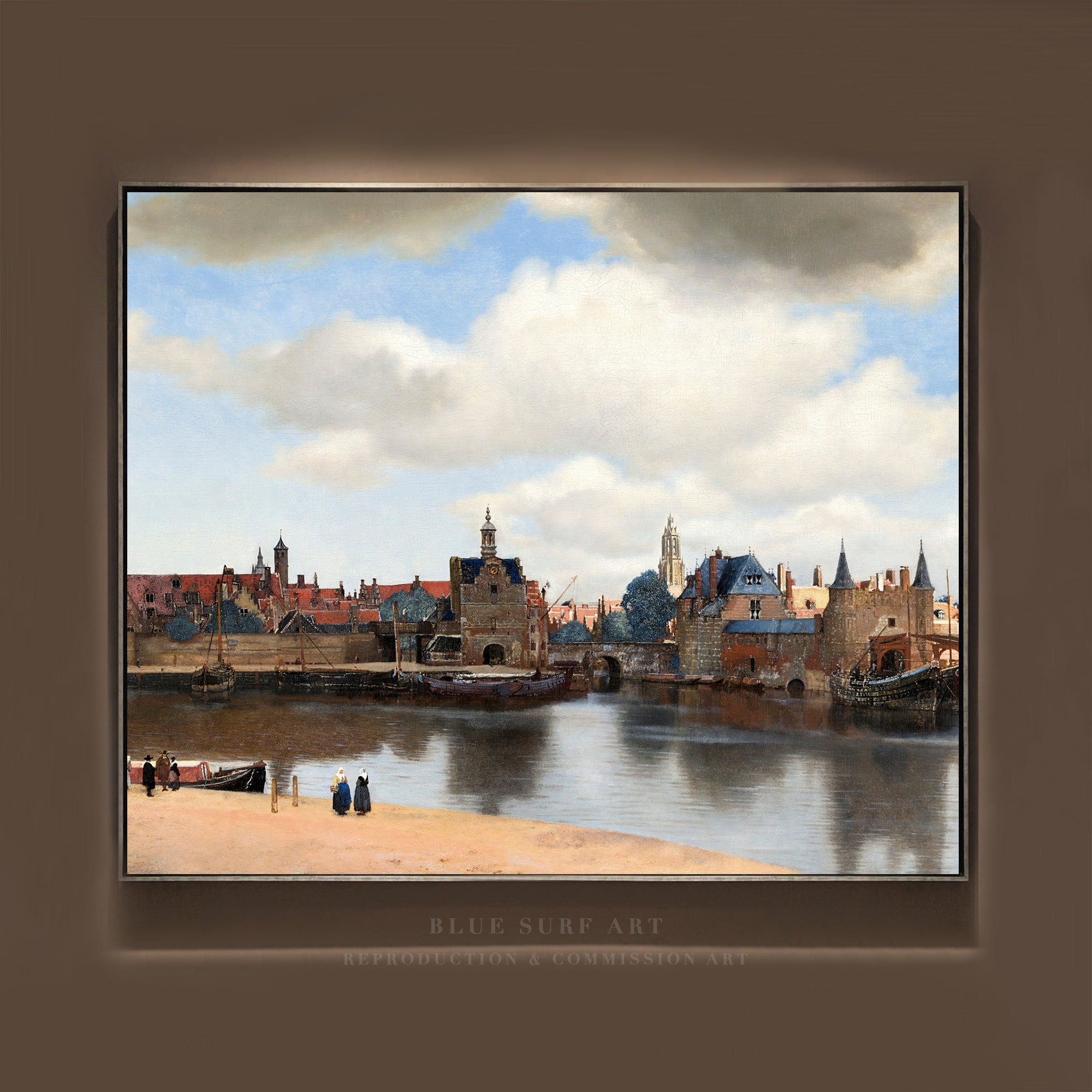 View of Delft Johannes Vermeer Reproduction 100% Hand Painted Art. Blue Surf Art