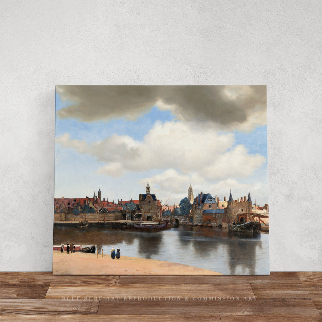 View of Delft Johannes Vermeer Reproduction 100% Hand Painted Art. Blue Surf Art