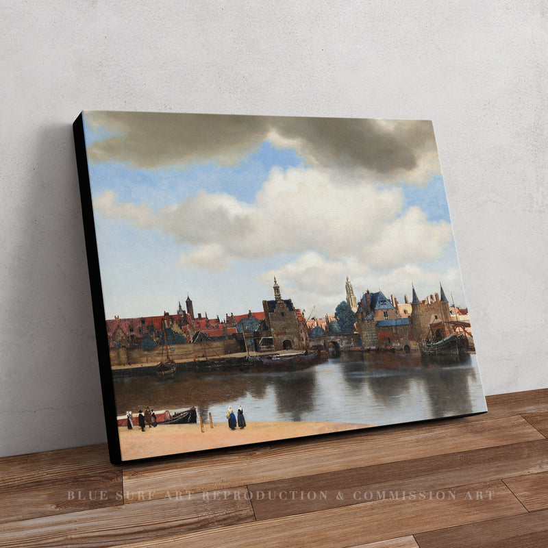 View of Delft Johannes Vermeer Reproduction 100% Hand Painted Art. Blue Surf Art