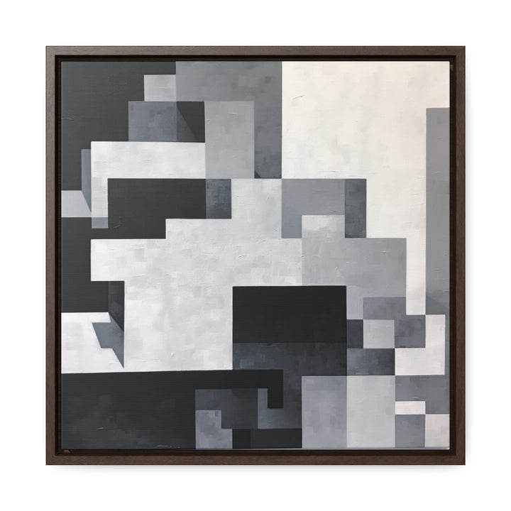 Black and White Abstract Art Painting Grey Squares Pixelated Realism Home Decor Gift Art Mural painting Zigzags Monochromatic Wall Art. Blue Surf Art - 6