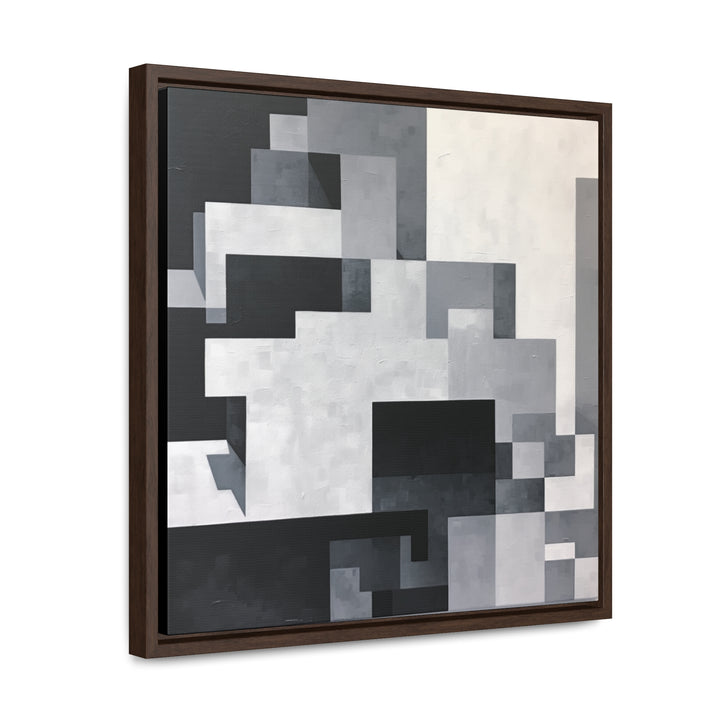 Black and White Abstract Art Painting Grey Squares Pixelated Realism Home Decor Gift Art Mural painting Zigzags Monochromatic Wall Art. Blue Surf Art - 7