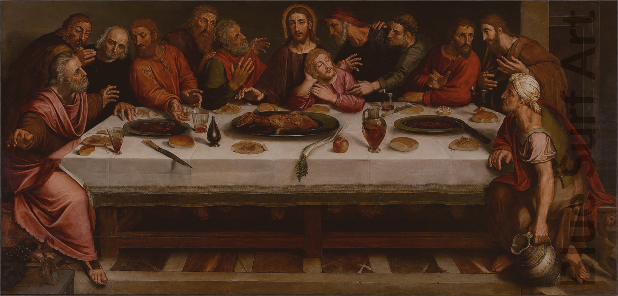 The Last Supper by Adam van Noort. This 16th-century Flemish Renaissance masterpiece is housed at the Royal Museum of Fine Arts Antwerp.