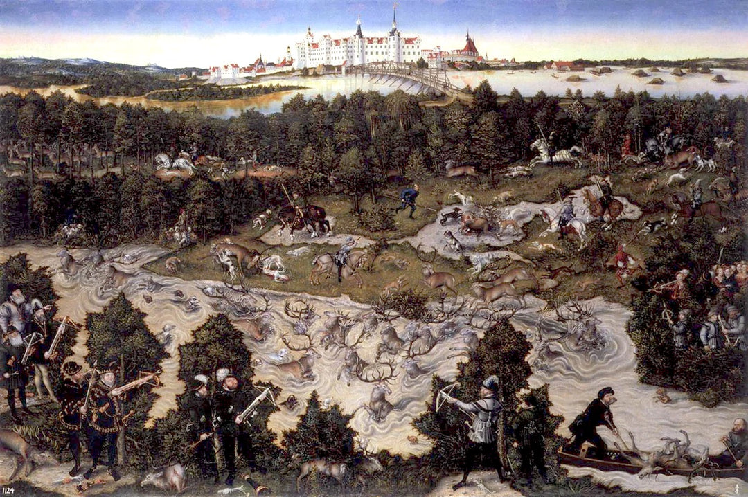 Hunting in Honor of Charles V at Torgau Castle Lucas Cranach Reproduction