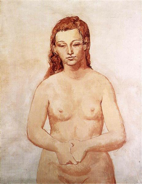 Nude with her hands pressed to each other painting by Pablo Picasso's African Period