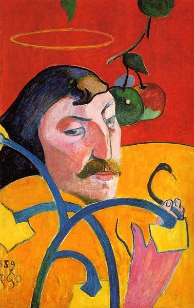 Self Portrait with Halo and Snake Painting Paul Gauguin Reproduction