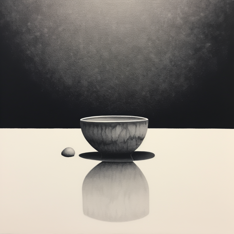 Abstract Art Painting Monochromatic Shadows a Bowl Optical Illusion Paintings Minimalism Gray and Black Abstract Wall Art Gift. Blue Surf Art.