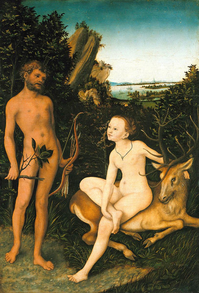 Apollo and Diana Lucas Cranach Reproduction 100% Hand Painted Art
