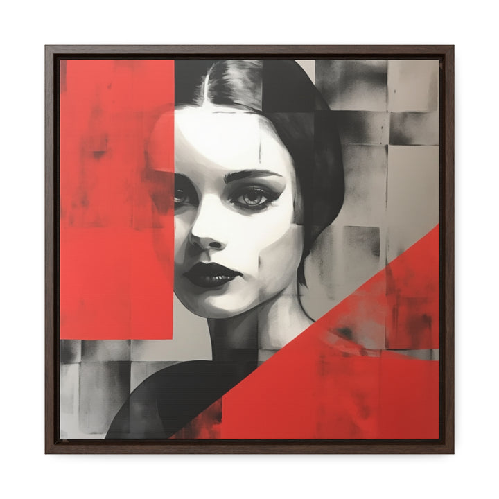 Woman Portrait Abstract Style Dark Silver and Red Art Modernism-Inspired Portraiture Black and White Grayscale Wall art Housewarming Gift. Blue Surf Art - 5