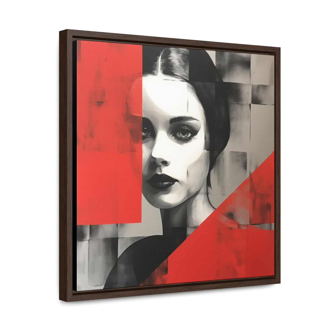 Woman Portrait Abstract Style Dark Silver and Red Art Modernism-Inspired Portraiture Black and White Grayscale Wall art Housewarming Gift. Blue Surf Art - 6