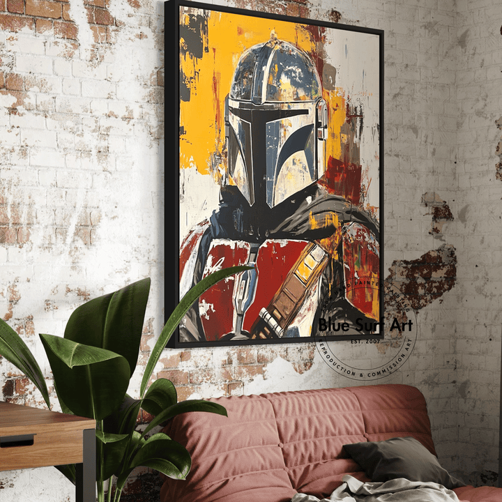 Hand-Painted Mandalorian Star Wars Reproduction Oil Painting | Custom Art on Canvas | Baby Yoda Artwork | Star Wars Wall Decor | High-Quality Star Wars Prints | Unique Cinematic Masterpiece for Fans | Customizable Sizes | Rolled or Stretched Canvas | Perfect Gift for Star Wars Lovers | Buy Handcrafted Star Wars Art | Mandalorian & Grogu Painting | Movie-Inspired Art for Home or Office