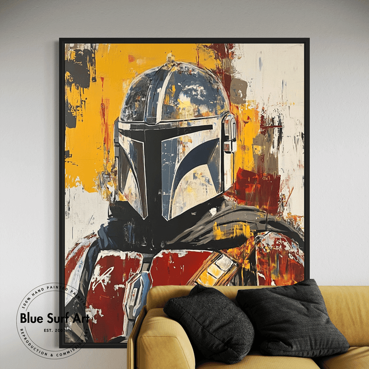 Hand-Painted Mandalorian Star Wars Reproduction Oil Painting | Custom Art on Canvas | Baby Yoda Artwork | Star Wars Wall Decor | High-Quality Star Wars Prints | Unique Cinematic Masterpiece for Fans | Customizable Sizes | Rolled or Stretched Canvas | Perfect Gift for Star Wars Lovers | Buy Handcrafted Star Wars Art | Mandalorian & Grogu Painting | Movie-Inspired Art for Home or Office