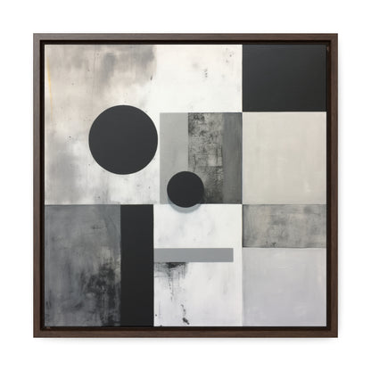 Abstract Painting White Grey Black Wall Art Circles Squares Minimalist Compositions Dark palette Industrial Style Painting Monochrome Canvas. Blue Surf Art. -5