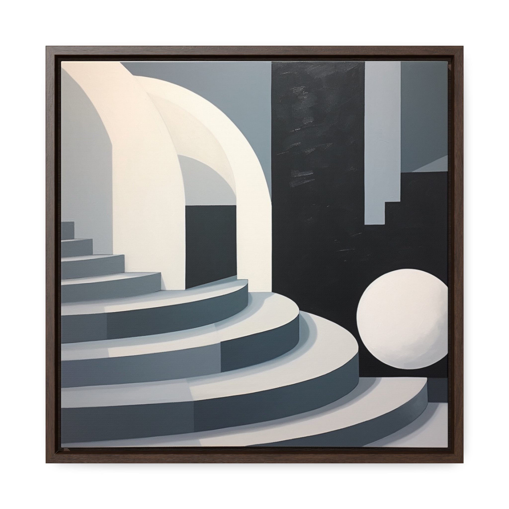 Black and White Abstract Painting Stairs Art Geometric Minimalism Art Landscape Modern Canvas Monumental Figures Bold Compositions Home Deco. Blue Surf Art