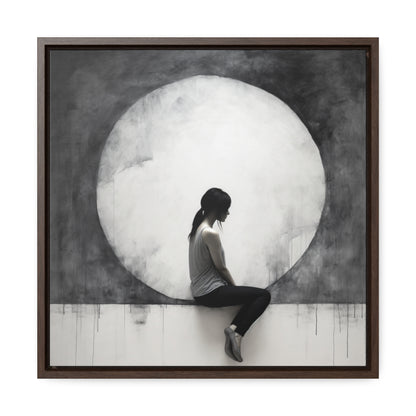 Urban Minimalism Wall Art Woman Sitting Moon Art Monumental Light Canvas Hyperrealistic Murals Dark White Gray Home Decor Gift Art. Blue Surf Art