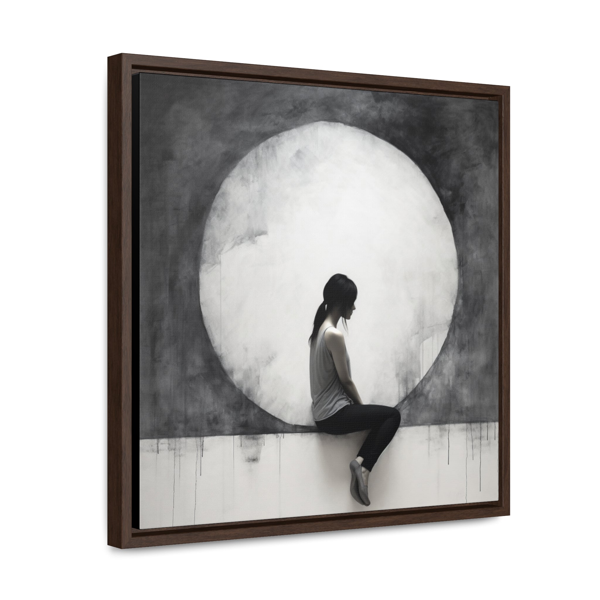 Urban Minimalism Wall Art Woman Sitting Moon Art Monumental Light Canvas Hyperrealistic Murals Dark White Gray Home Decor Gift Art. Blue Surf Art
