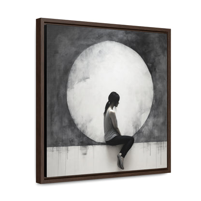 Urban Minimalism Wall Art Woman Sitting Moon Art Monumental Light Canvas Hyperrealistic Murals Dark White Gray Home Decor Gift Art. Blue Surf Art