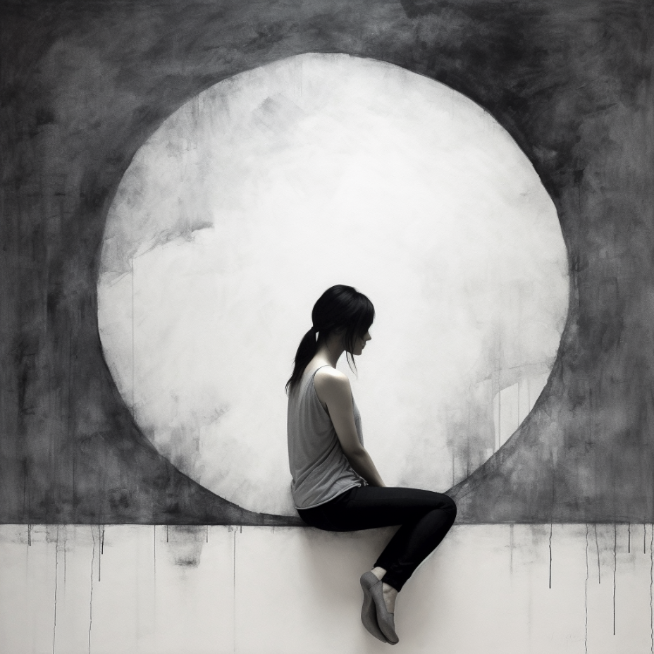 Urban Minimalism Wall Art Woman Sitting Moon Art Monumental Light Canvas Hyperrealistic Murals Dark White Gray Home Decor Gift Art. Blue Surf Art