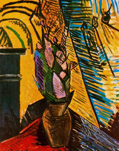 Flowers on the table Painting by Pablo Picasso's African Period