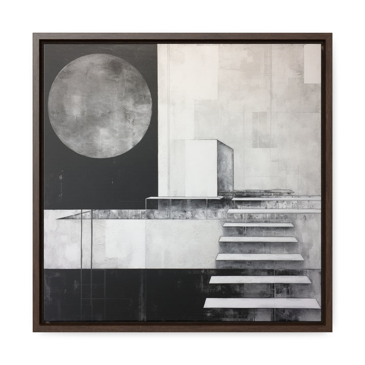 Urban Abstract Painting Large Moon Monochrome Geometry Style Realism Industrial Multilayered Modern Abstract Stairs Canvas Home Decor Art. Blue Surf Art .com -5