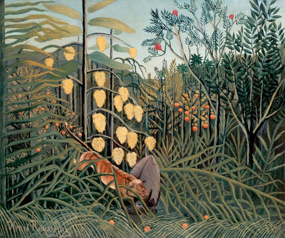 In a Tropical Forest Henri Rousseau Wall Art Gift Canvas Art Painting - Blue Surf Art