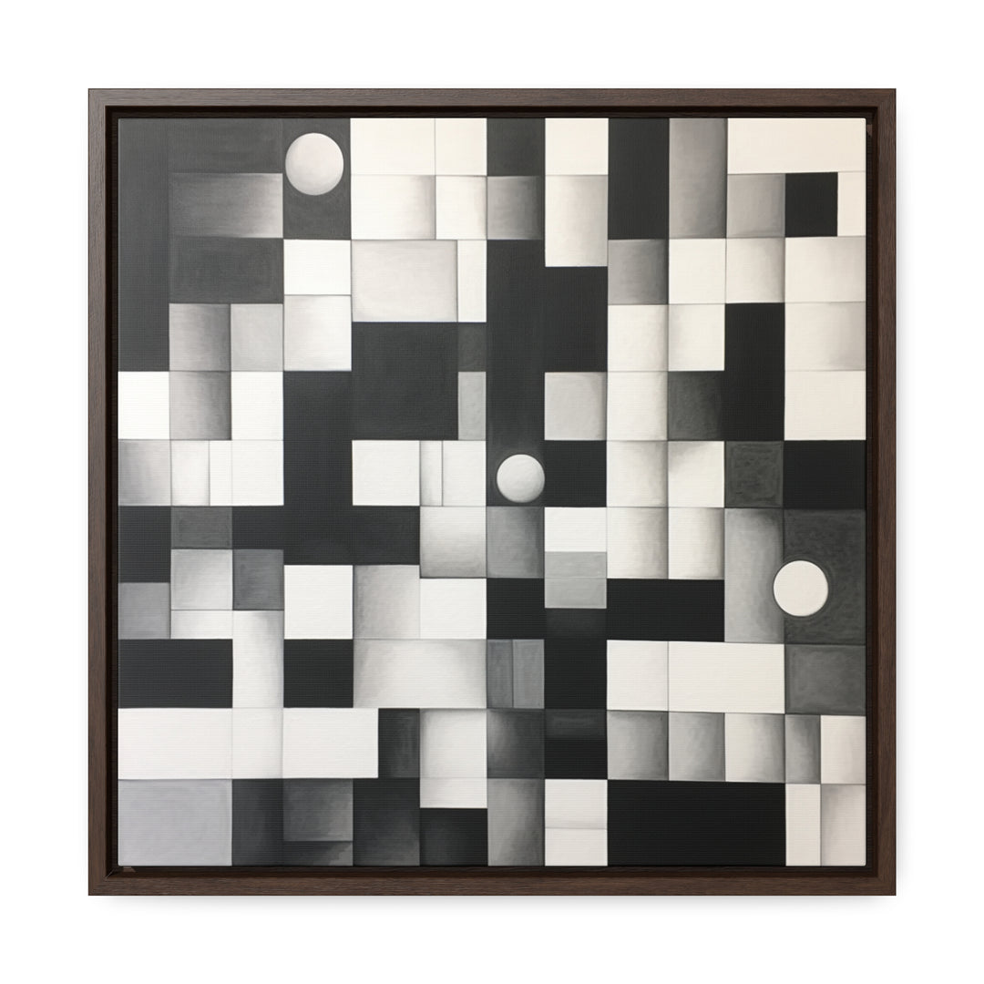 Abstract Composition Art Squares Black and White Pixelated Realism Style, Overlapping Shapes Interactive artwork Home Modern Art Decor. Blue Surf Art .com -5