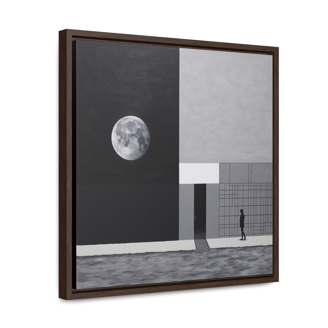 Abstract Painting Building with a Moon Minimalist Wall Art Gray and Black Optical Illusion Inspired Housewarming Gift Home Decor Wall Art. Blue Surf Art .com - 6