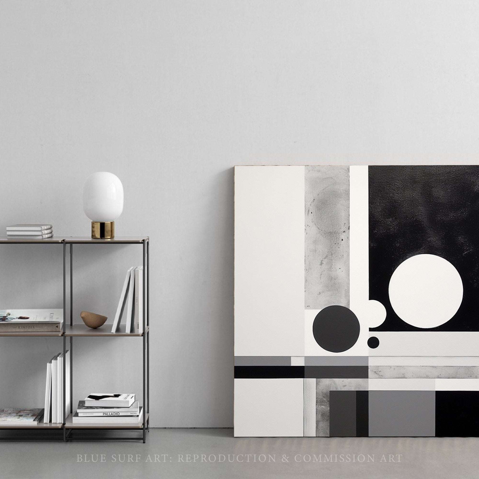 Black and White Abstract Painting Circles Art Suprematist Geometric Shapes Art Chromatic Minimalism Home Decor Modern Art for Sale Gift Art. Blue Surf Art .com