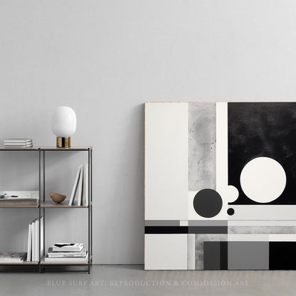 Black and White Abstract Painting Circles Art Suprematist Geometric Shapes Art Chromatic Minimalism Home Decor Modern Art for Sale Gift Art. Blue Surf Art .com