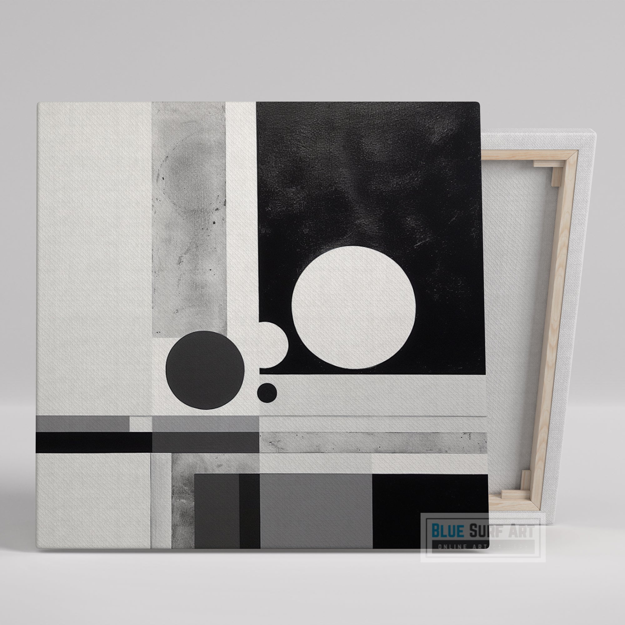 Black and White Abstract Painting Circles Art Suprematist Geometric Shapes Art Chromatic Minimalism Home Decor Modern Art for Sale Gift Art. Blue Surf Art .com
