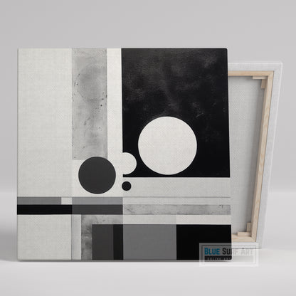 Black and White Abstract Painting Circles Art Suprematist Geometric Shapes Art Chromatic Minimalism Home Decor Modern Art for Sale Gift Art. Blue Surf Art .com