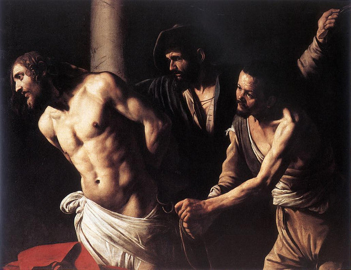 Christ at the Column Painting by Caravaggio