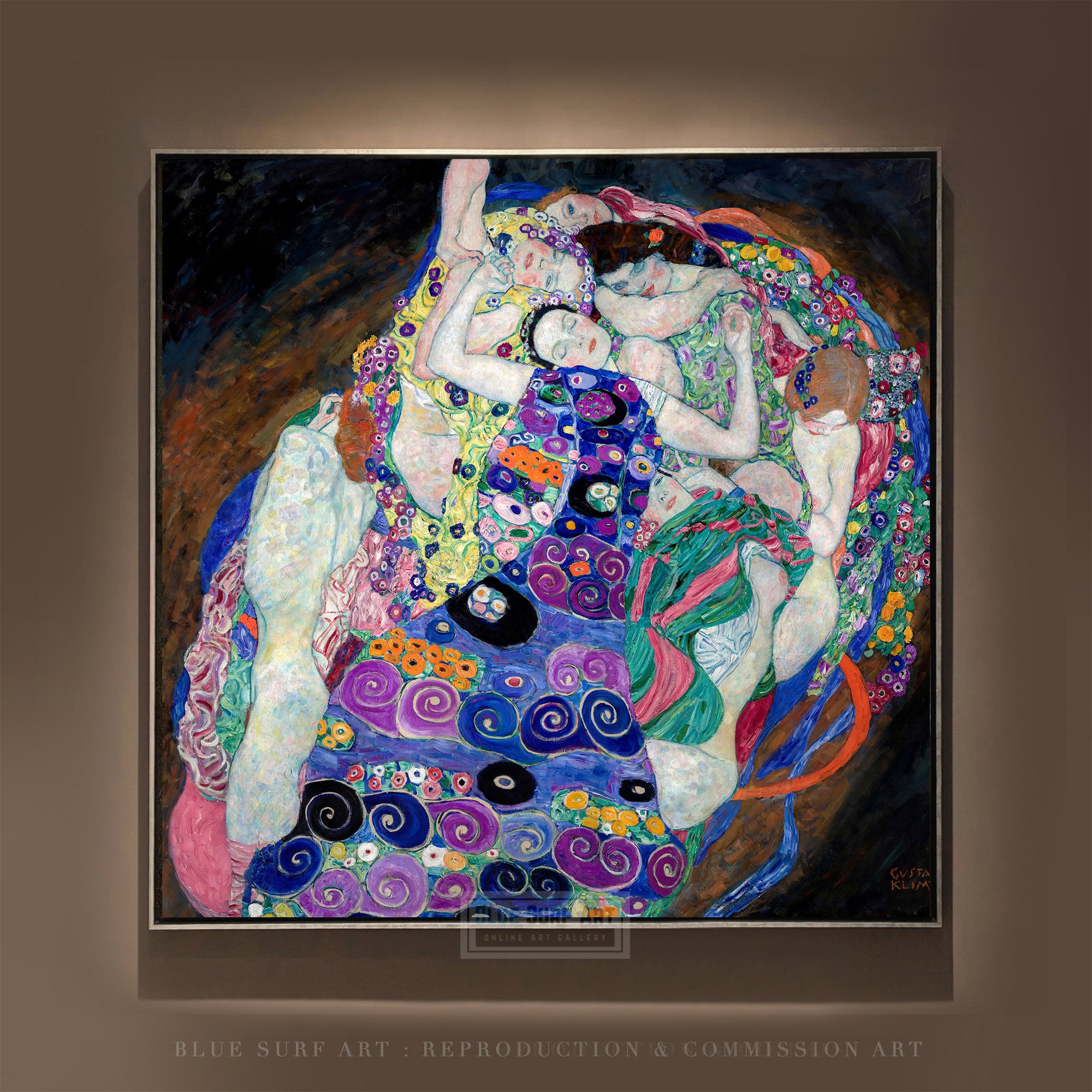 The Virgin Maiden Painting by Gustav Klimt – Blue Surf Art