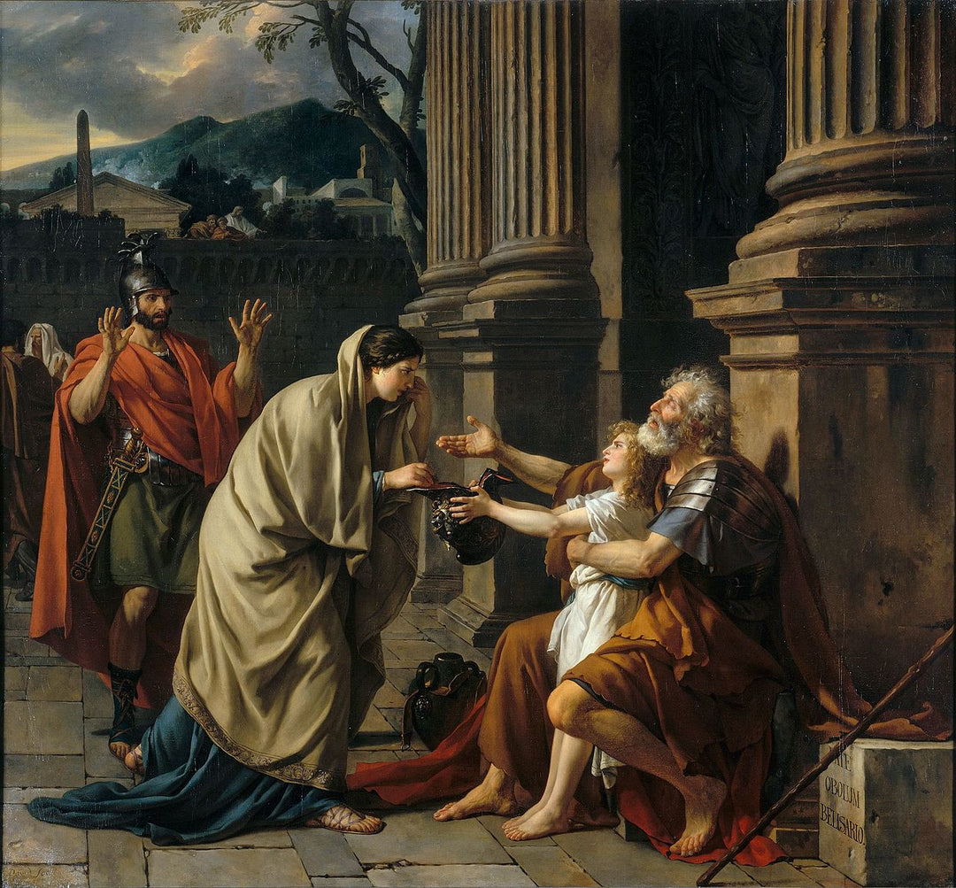 Museum-quality hand-painted reproduction of David’s Belisarius Begging for Alms (1781). Custom sizes, photo preview, global shipping.