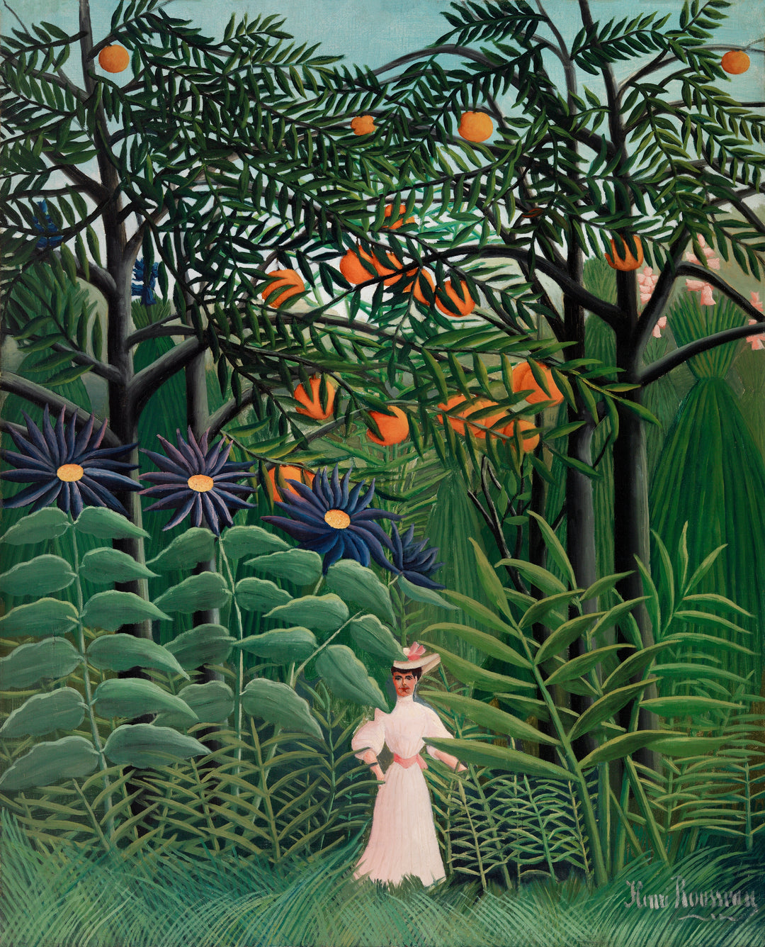 Woman Walking in an Exotic Forest (Femme se promenant dans une forêt exotique) (1905) Henri Rousseau Wall Art Gift Canvas Art Painting