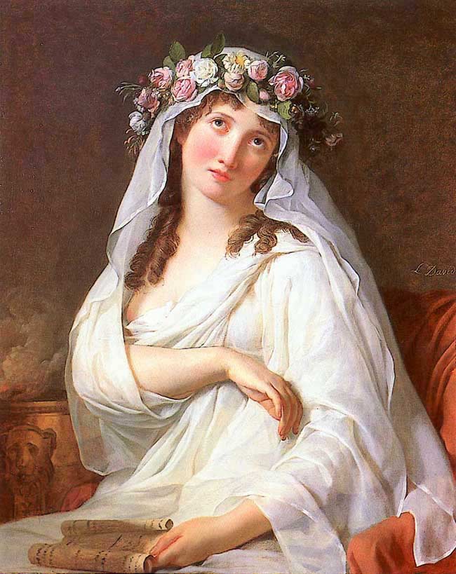 Hand-painted museum-quality reproduction of The Vestal Virgin by Jacques-Louis David. Elegant portrait, custom sizes, photo proof, worldwide shipping.
