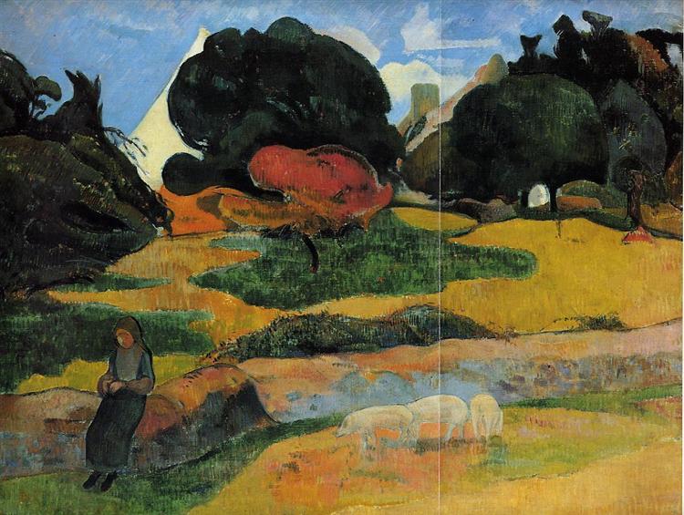 The swineherd by Paul Gauguin Reproduction Oil on Canvas