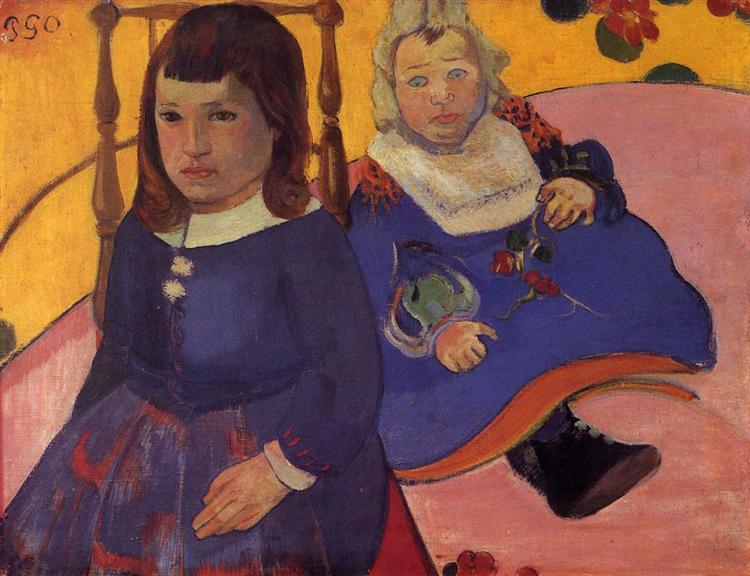 Portrait of two children (Paul and Jean Schuffneker) by Paul Gauguin