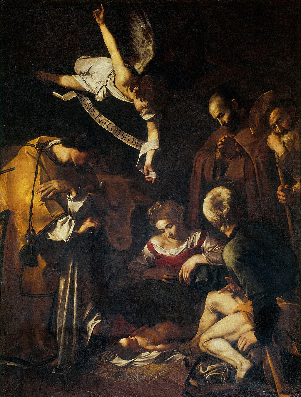 Nativity with St. Francis and St. Lawrence Painting by Caravaggio