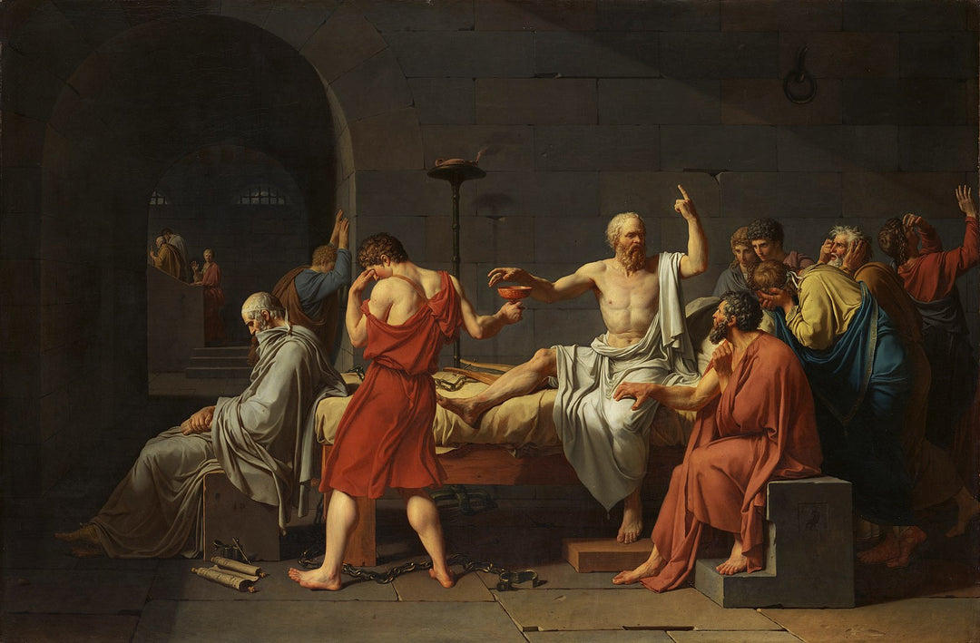 Museum-quality hand-painted reproduction of The Death of Socrates by Jacques-Louis David. Custom sizes, photo preview, global shipping available.