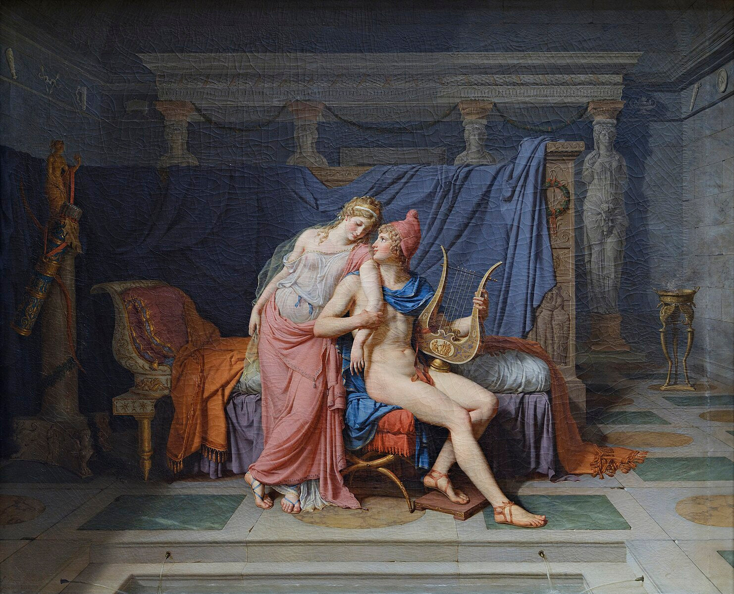 Museum-quality oil reproduction of The Loves of Paris and Helen by Jacques-Louis David (1788). Hand-painted, custom sizes, global shipping.
