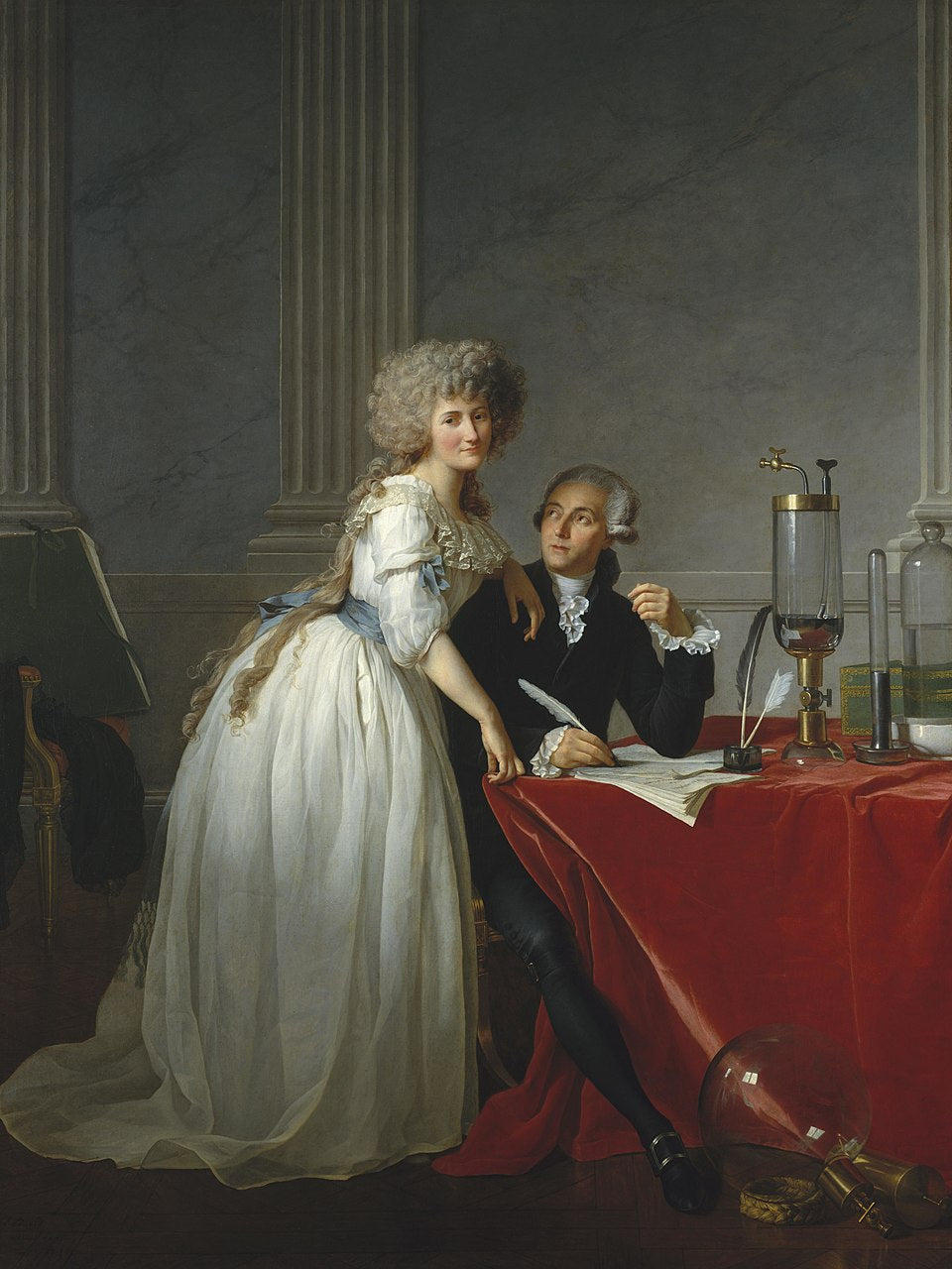 Museum-quality reproduction of Portrait of Antoine-Laurent Lavoisier and His Wife by Jacques-Louis David (1788). Custom sizes, hand-painted, global shipping.