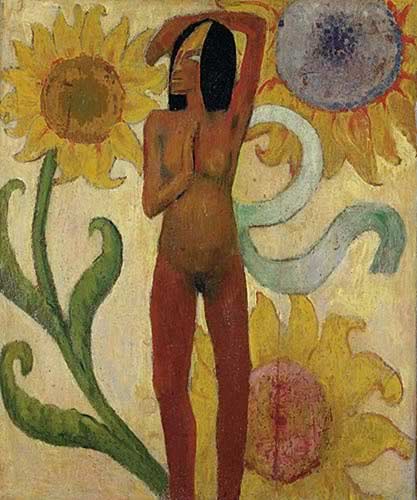 Caribbean Woman, or Female Nude with Sunflowers by Paul Gauguin