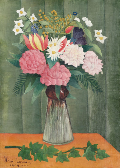 Henri Rousseau's Flowers in a Vase (1910) Henri Rousseau Wall Art Gift Canvas Art Painting