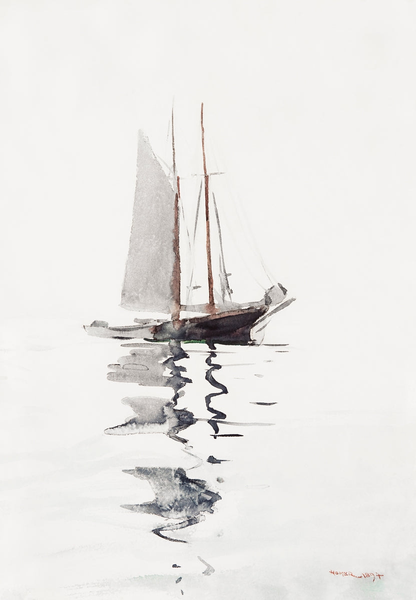 Two–masted Schooner with Dory (1894) painting by Winslow Homer