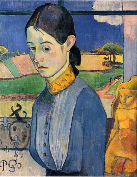 Young Breton Woman Painting by Paul Gauguin Reproduction Museum Quality